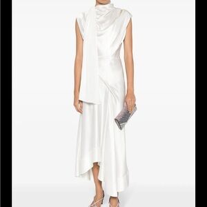 Acler Giles White Draped Midi Dress